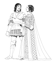 A coloring page of renaissance clothing